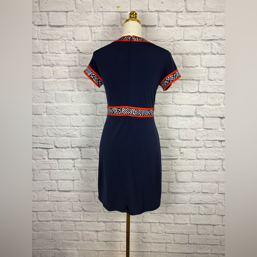 Michael Kors Navy Blue Orange Trim Short Sleeve Dress Sz PS - Picture 5 of 6